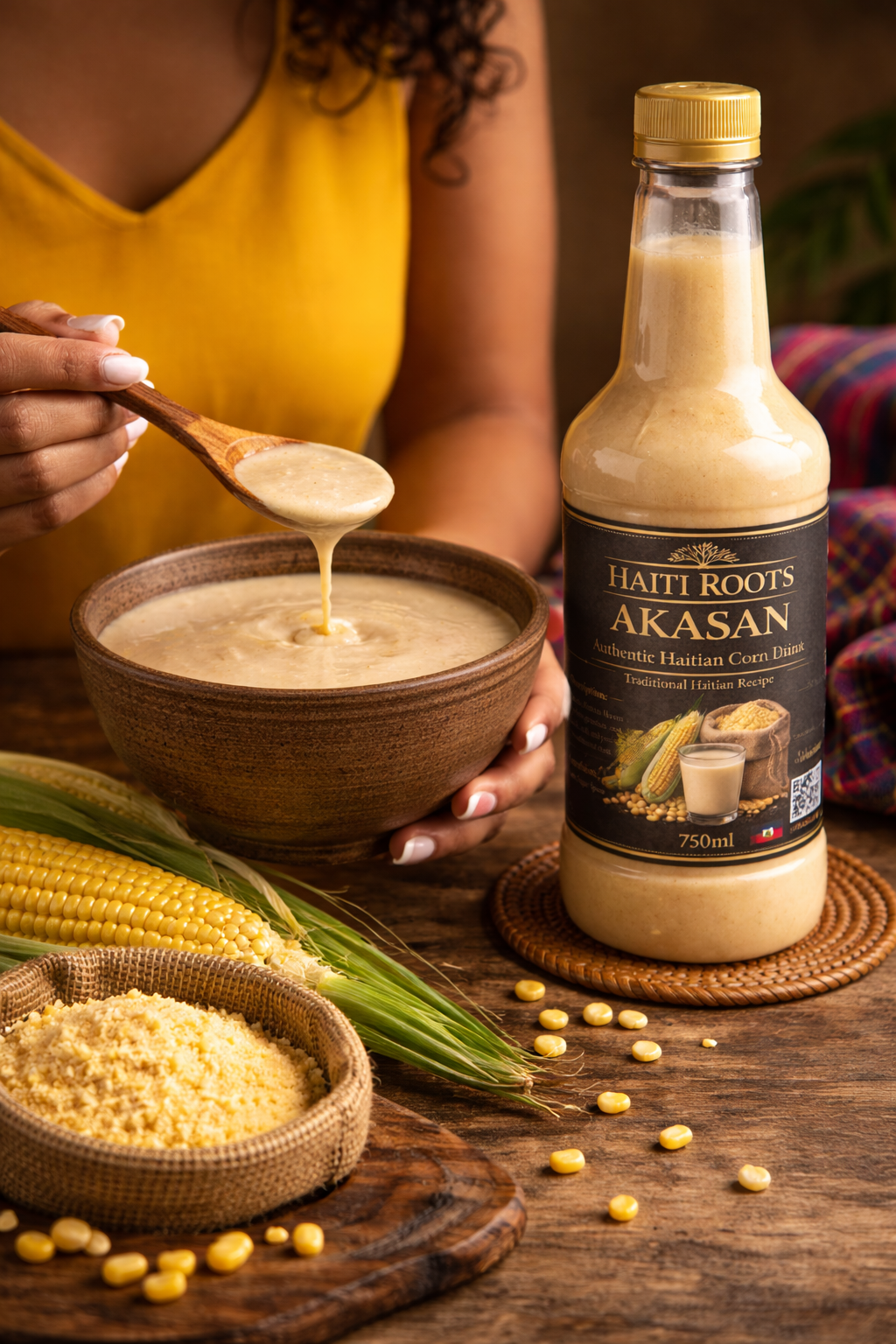 Haitian Akasan Corn Mix Powder – Traditional Caribbean Corn Blend (750ml Ready Mix)