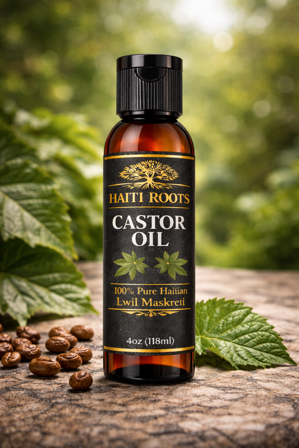 Haiti Roots Castor Oil – 100% Pure Haitian Lwil Maskreti (4oz)