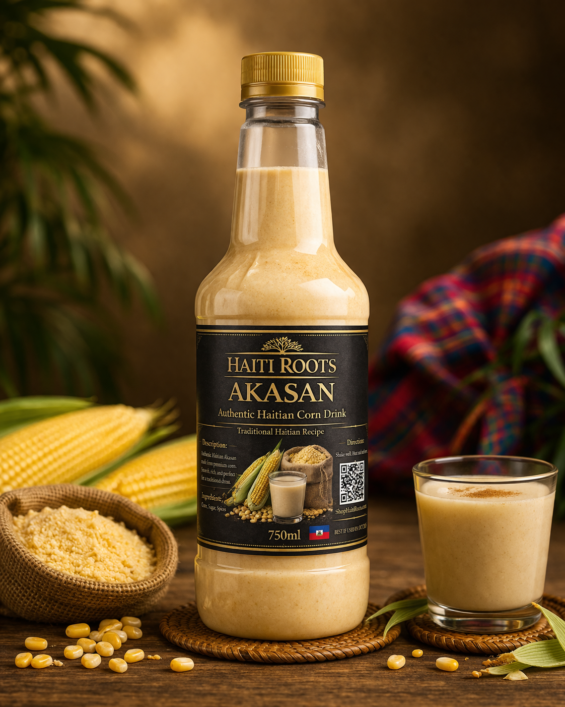 Haitian Akasan Corn Mix Powder – Traditional Caribbean Corn Blend (750ml Ready Mix)